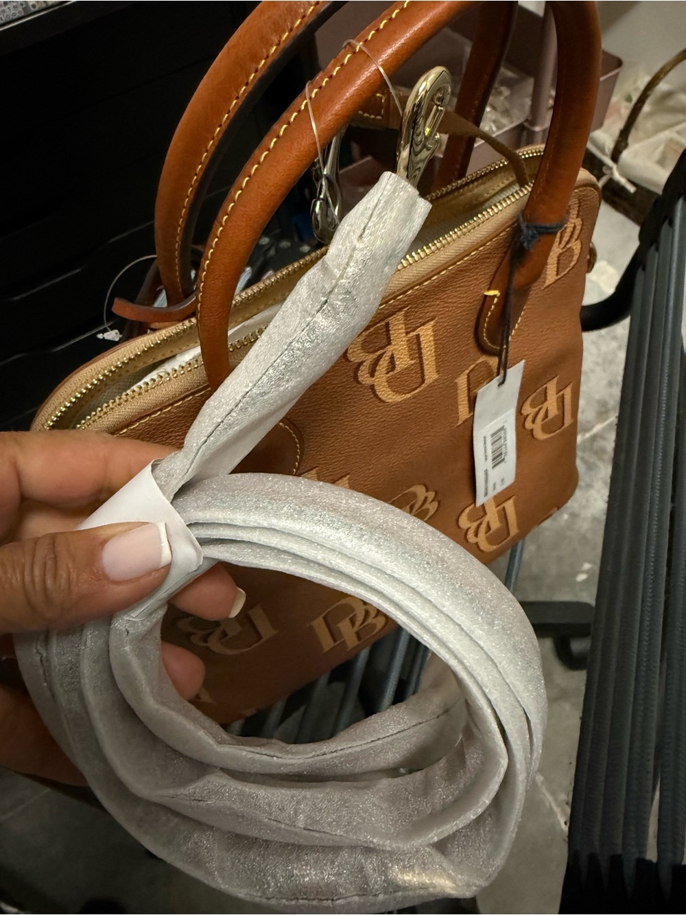 👜 Dooney & Bourke Monogram Large Domed Satchel – Saddle - Picture 5 of 5